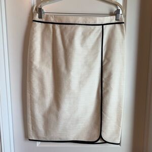 Ann Taylor Cream Pencil Skirt with Black Piping